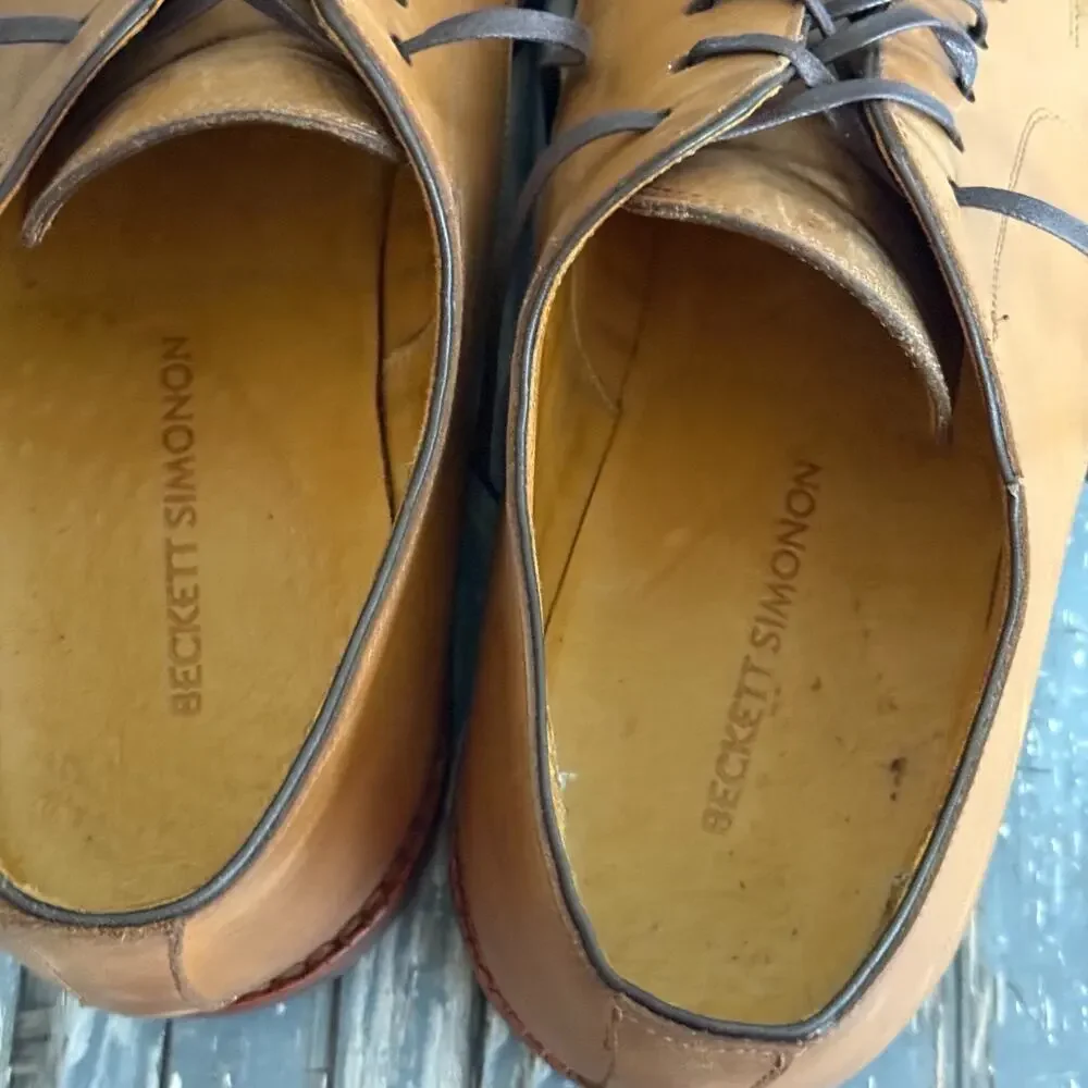 Beckett Simonon Dunham Derby Shoes Mens 11 Tan Leather Business Casual